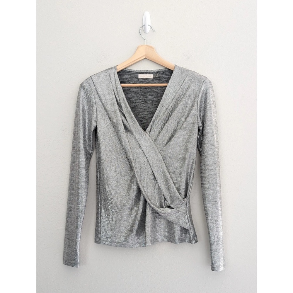 Ramy Brook Gray Long Sleeve Wrap Blouse